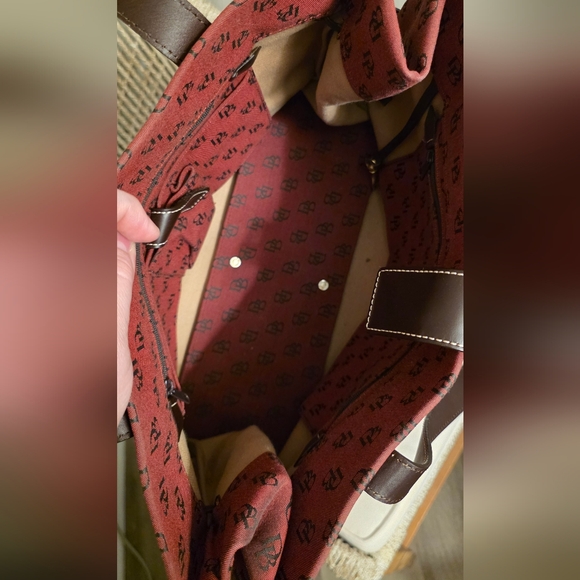 Dooney & Bourke Burgundy Tote with Brown Accents - Picture 6 of 6